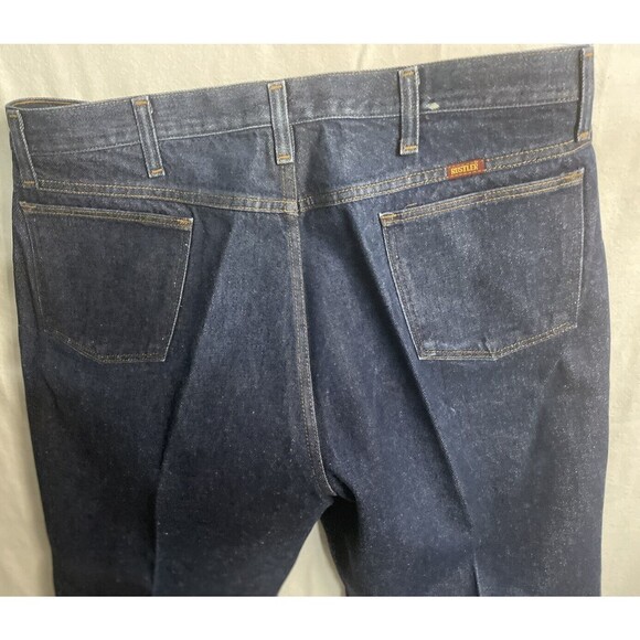 Rustler #87624NV Size 40x30, Cotton Denim 5-Pocket Styling Flat Front BLUE JEANS - Picture 7 of 8